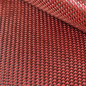 3K280 Red Black Aircraft Pattern Mixed Carbon Fiber Fabric