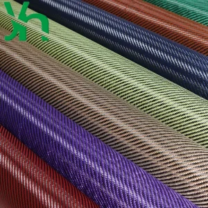 3K 210g carbon fiber colorful Kevlar blend fabric