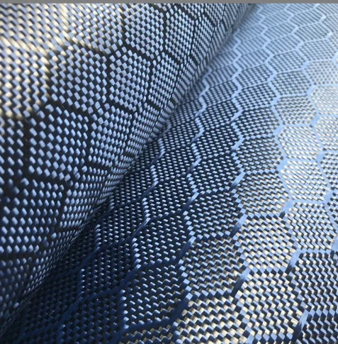 H9933f229a081415cbc3547468ea26f8bT.jpg 3k 240g Blue Honeycomb Hexagon Carbon Fiber and Aramid Woven