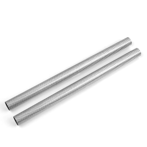 Roll Wrapped Carbon Fiber Tube Silver Aluminized Twill Weave Gloss Finish – 48″