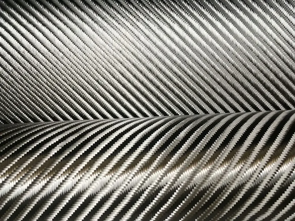 Black 2x2 twill carbon fiber fabric close-up