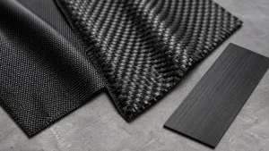 Fine and coarse carbon fiber weaves with a unidirectional material sample