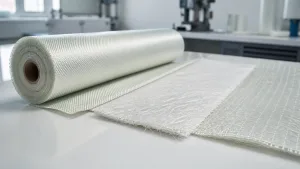 Woven fiberglass cloth, chopped strand mat and stitched reinforcement samples